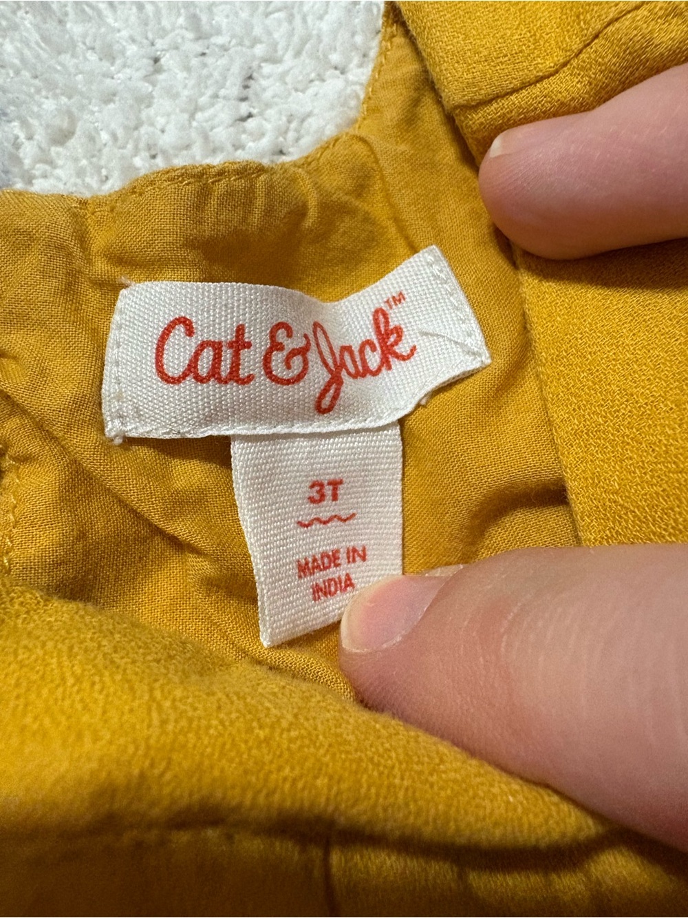 Cat & Jack Mustard Yellow Eyelet Cotton Short Sleeve Boho Dress 3T - Picture 5 of 7